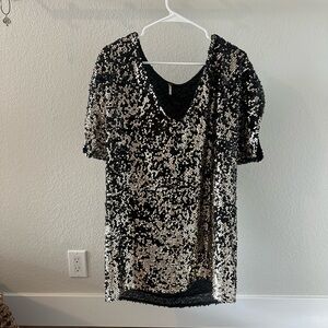 Free People: Black and Gold oversize Sequin Dress